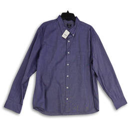 NWT Mens Blue Collared Long Sleeve Chest Pocket Button-Up Shirt Size XXL