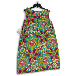 NWT Womens Multicolor Abstract Ruffle Neck Sleeveless Mini Dress Size 20W alternative image