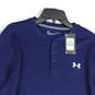 NWT Mens Navy Waffle Henley Loose Fit Long Sleeve Pullover T-Shirt Size L image number 3