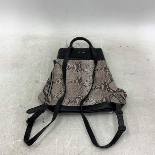 Womens Black Gray Fawn Python Pilot Bottom Studs Adjustable Strap Backpack Bag image number 2