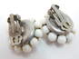 2 Pairs - VNTG Mid Century White Milk Glass Beaded Clip Earrings image number 7