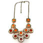 Designer J. Crew Gold-Tone Chain Orange Faceted Acrylic Statement Necklace image number 3
