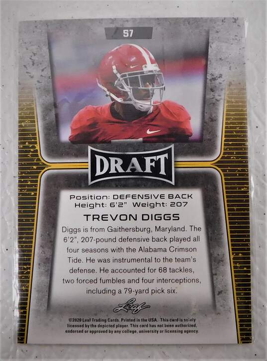 2020 Trevon Diggs Leaf Draft Rookie Gold Dallas Cowboys image number 2
