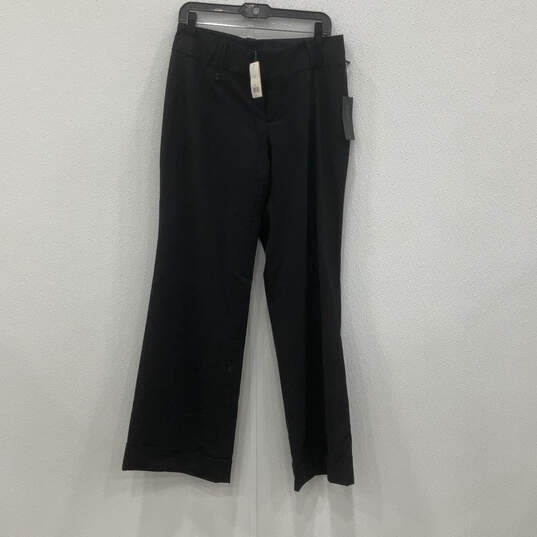 NWT Womens Black Flat Front Pockets Straight Leg Dress Pants Size 10 image number 2