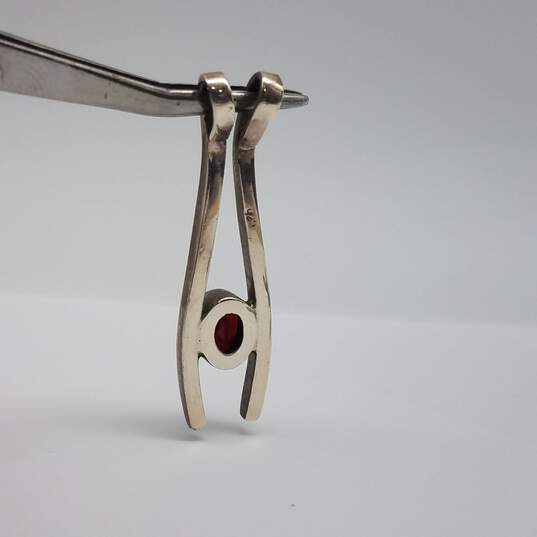 Sterling Silver Garnet Modernist Brooch Detailed Cross Pendant Bundle 2pcs 14.7g image number 3