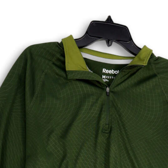 Mens Green Long Sleeve Mock Neck Quarter Zip Pullover Activewear T-Shirt Size M image number 4