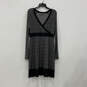 Womens Black Gray Animal Print Long Sleeve V-Neck Wrap Dress Size Medium image number 1
