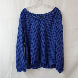 Ann Taylor Blue Pattern Long Sleeve Blouse Size XL