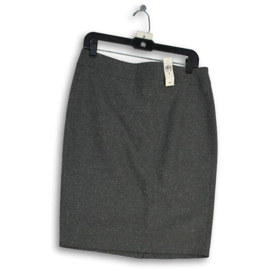 NWT Ann Taylor Womens Gray Flat Front Back Zip Straight & Pencil Skirt Size 8 image number 1