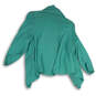 Womens Green Knitted Long Sleeve Pockets Open Front Cardigan Sweater Size S image number 2