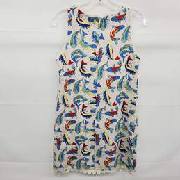 KENZO Women's Fish Print Sleeveless White Mini Dress Size Medium alternative image