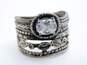 Romantic 925 Sterling Silver Multi Strand Woven Bracelet & CZ Wide Band Ring 23.0g image number 2