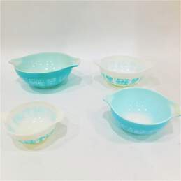 Vintage Pyrex Amish Butterprint Turquoise Blue Set of 4 Cinderella Bowls alternative image
