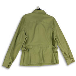 Womens Green Pointed Collar Long Sleeve Flap Pocket Jean Jacket Size 18 alternative image