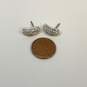 Designer Swarovski Silver-Tone Half Hoop Swan Pave Clear Crystal Stud Earrings image number 3