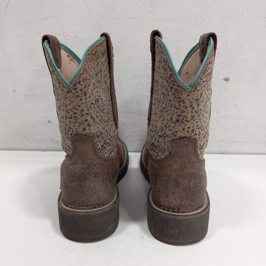 Girl Ariat Animal Print Pattern Pull-On Western Style Boots Size 7B image number 3