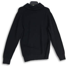 Mens Black Knitted Long Sleeve V-Neck Pullover Sweater Size Large alternative image