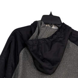 Mens Gray Black Long Sleeve Hooded Drawstring 1/4 Zip Jacket Size XL alternative image