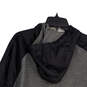 Mens Gray Black Long Sleeve Hooded Drawstring 1/4 Zip Jacket Size XL image number 2
