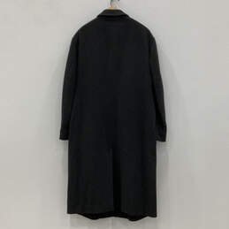 Mens Black Long Sleeve Collared Front Pockets Button Overcoat Size 46/L alternative image