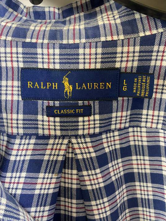 Ralph Lauren Men Plaid Blue Button Up L image number 3
