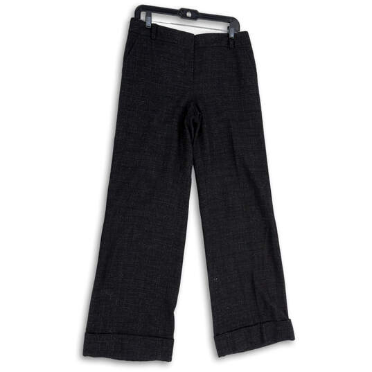 Womens Black Flat Front Slash Pocket Cuffed Wide Leg Trouser Pants Size 8 image number 1