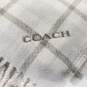 Coach Reversible Signature Plaid Double Face Chalk White Gray Wool Scarf image number 4