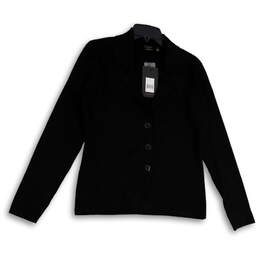 NWT Womens Black Long Sleeve Notch Lapel Three Button Blazer Size Large