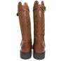 Exeter Brown Quilted Suede Leather Riding Shearling Boots Women's Size 39 image number 7