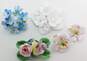 (G) VNTG English Artone Denton & Fash China Porcelain Flower Brooches Earrings image number 4