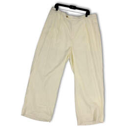 Womens White Pleated Pockets Regular Fit Straight Leg Dress Pants Size XL