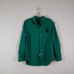 Mens Long Sleeve Regular Fit Collared Button-Up Shirt Size XL 18-20
