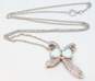 925 Opal Diamond Accent CZ Butterfly Cross & Ribbon Pendant Necklaces 10.0g image number 3