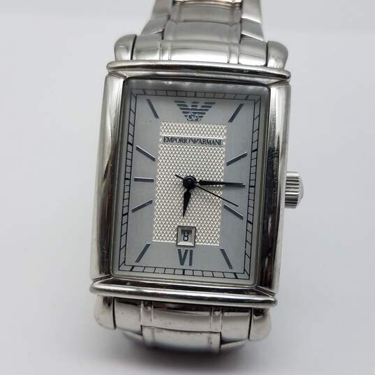 Emporio Armani AR9026L 25mm Rectangular Solid St. Steel 5ATM W.R. Date Watch 101g image number 3