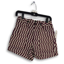 NWT Womens Purple White Striped Flat Front Slash Pocket Casual Shorts Sz 0
