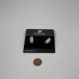 Designer Swarovski Silver-Tone Clear Fashionable Crystal Hoop Earrings