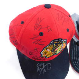 2 Autographed Chicago Blackhawks Hats alternative image