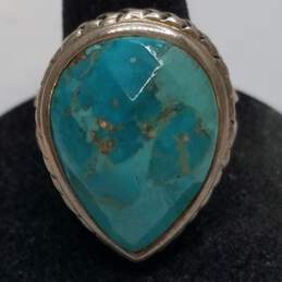 Barse Sterling Silver Faceted Turquoise Stamped Sz 9.5 Ring 15.6g