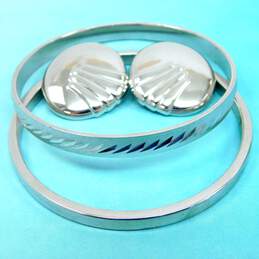 VNTG Monet Silver Tone Bangle Bracelets & Earrings 61.3g