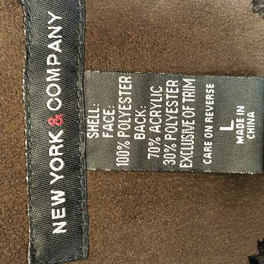 New York & Company Women Brown Suede Coat L image number 3
