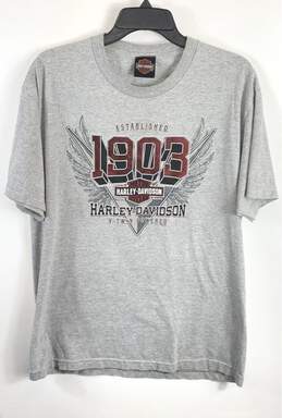 Harley Davidson Men Gray Graphic T Shirt L