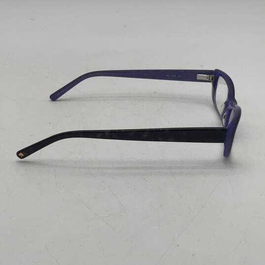 Womens Purple Black Plastic Frame Rectangular Classic Full Rim Eyeglasses image number 4