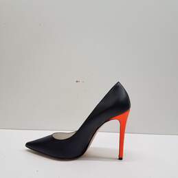 02 Monde Italy Black Vegan Orange Stiletto Heels Shoes Size 39 B alternative image
