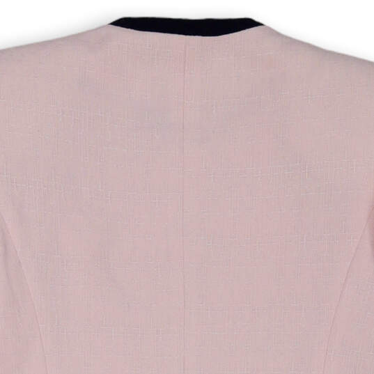Womens Pink Blue Long Sleeve Crew Neck Button Front Blazer Size 2P image number 4