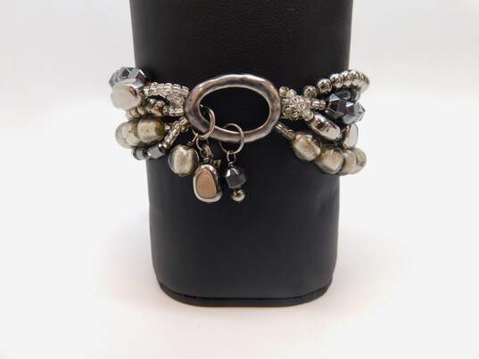 Silpada Sterling Silver Hematite & Glass Bead 5 Strand Stretch Bracelet 52.5g image number 1