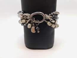 Silpada Sterling Silver Hematite & Glass Bead 5 Strand Stretch Bracelet 52.5g