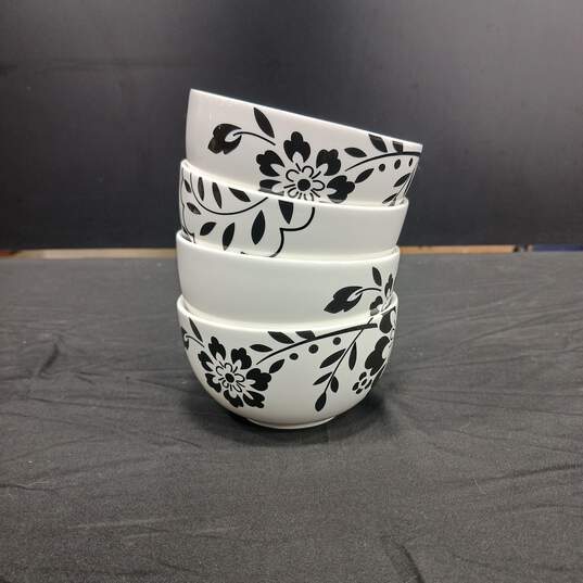 4pc. Martha Stewart Collection Black & White Floral Print Snack Bowl Set image number 6