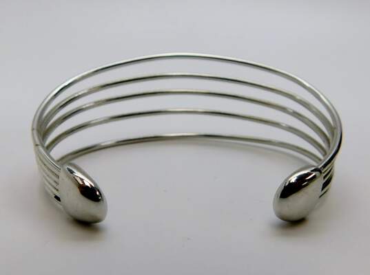 Vintage Crown Trifari Silver Tone Multi Wire Cuff Bracelet 12.0g image number 3