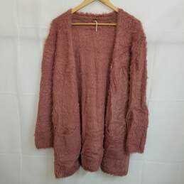 Free People oversized fluffy open front cardigan mauve women's S