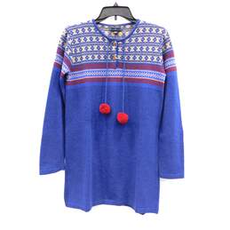 Oscar De La Renta 100% Virgin Wool Blue Sweater Girl's Youth Dress Size 14Y
